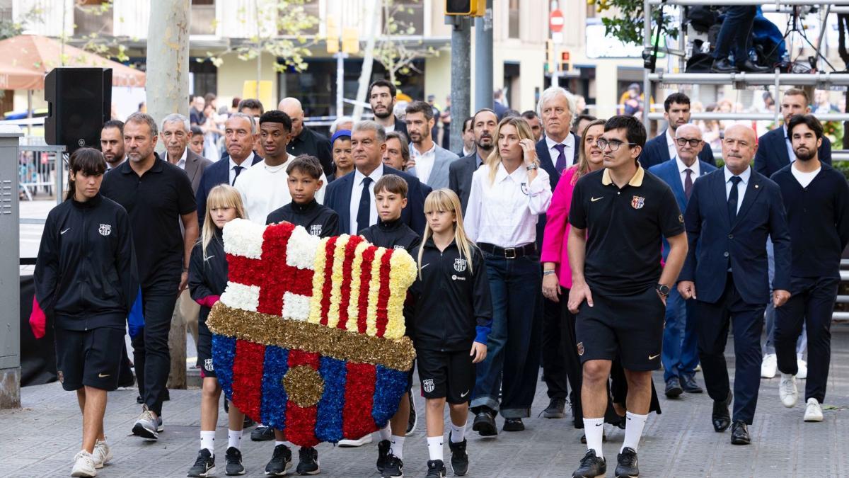 Flick, Balde y Laporta en La Diada de Catalunya