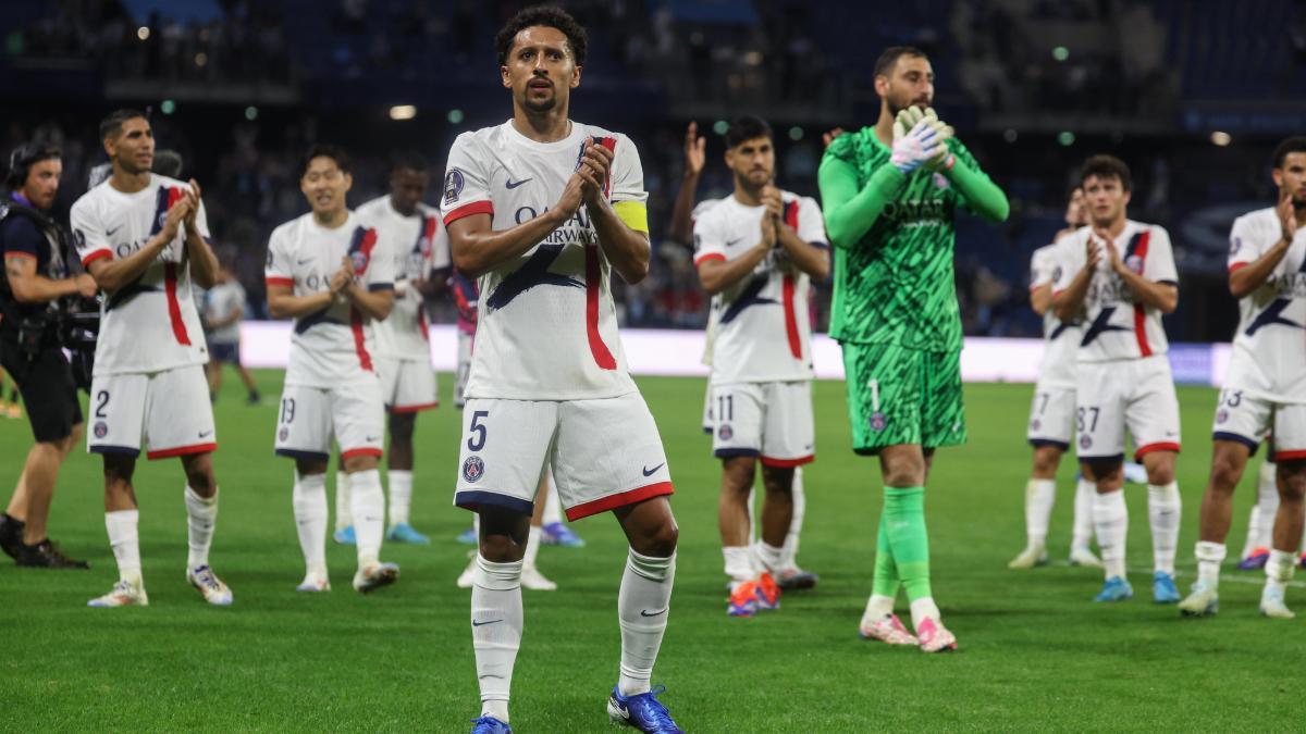 Los jugadores del PSG tras una victoria en este inicio de temporada