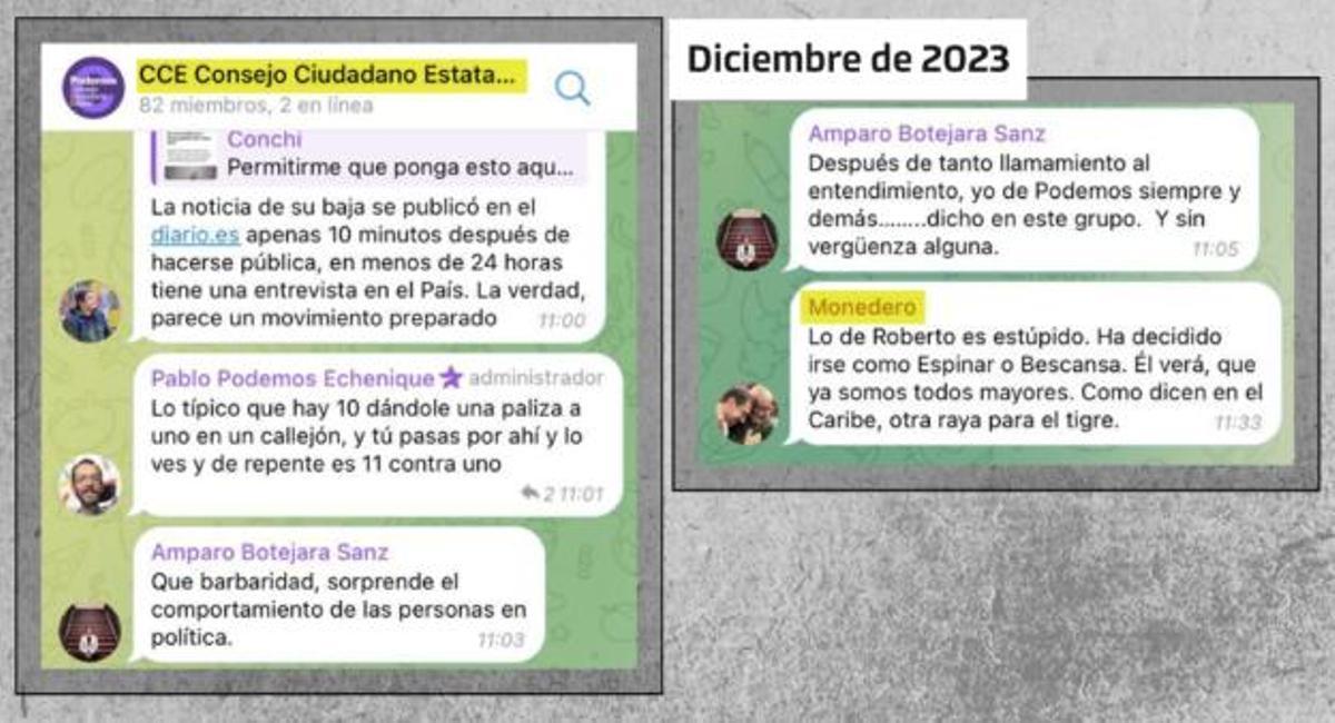 Chat desvelado por La Sexta de diciembre de 2023.