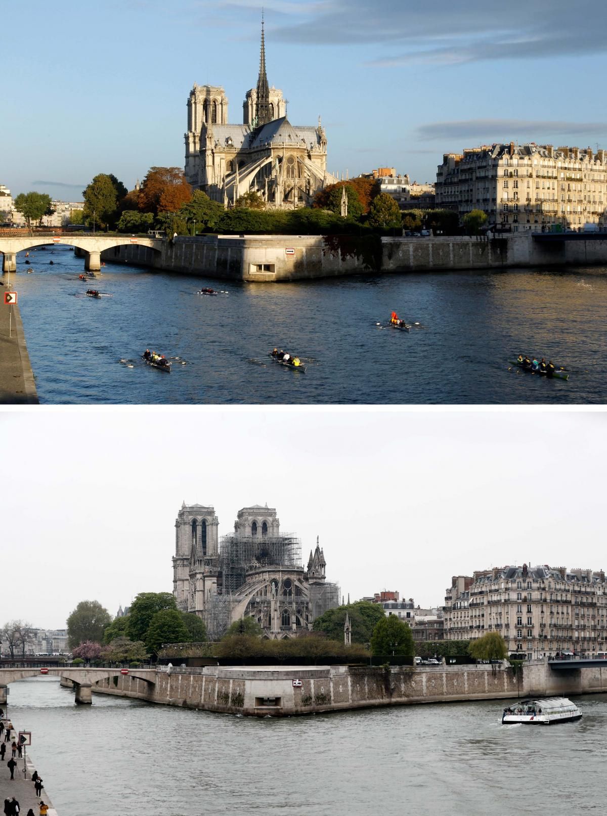 Notre Dame, antes y después del incendio