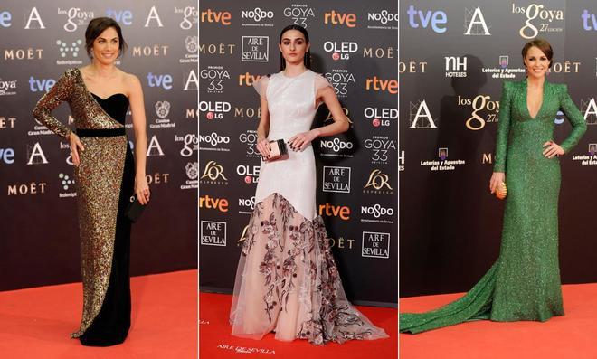 Toni Acosta, Sandra Escacena y Paula Echevarría con vestidos de Dolores Promesas en los Premios Goya