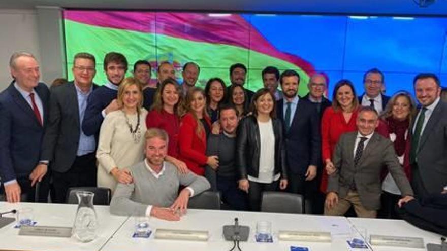 Dirigentes del PPCV, ayer con Casado en la directiva nacional.