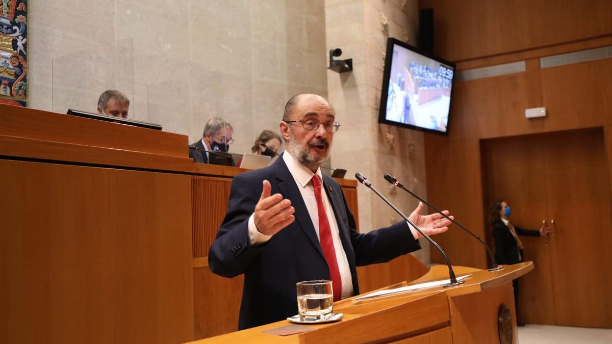 Javier Lambán, en su intervención de réplica a Ciudadanos.