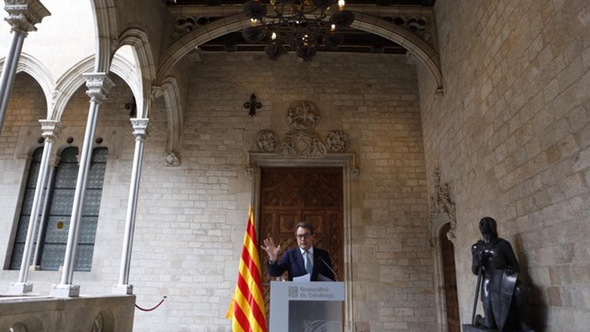 Comparecencia de Mas en el Palau de la Generalitat.