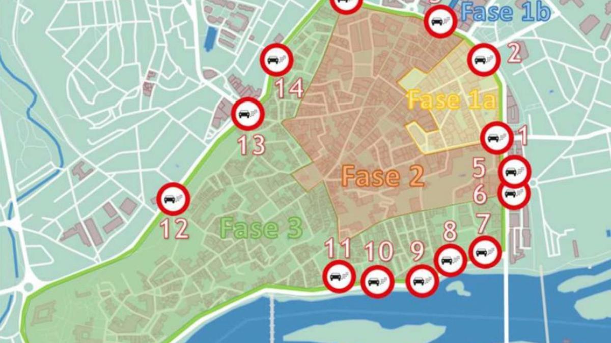 Propuesta de la ubicación de la señalética específica en los accesos a la Zona de Bajas Emisiones.