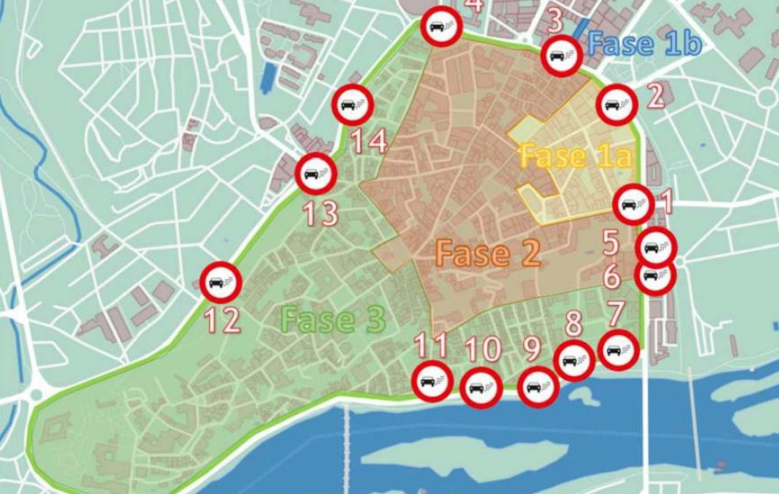 Propuesta de la ubicación de la señalética específica en los accesos a la Zona de Bajas Emisiones.