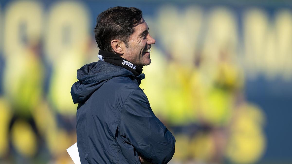 Marcelino en el entrenamiento previo a la Real Sociedad