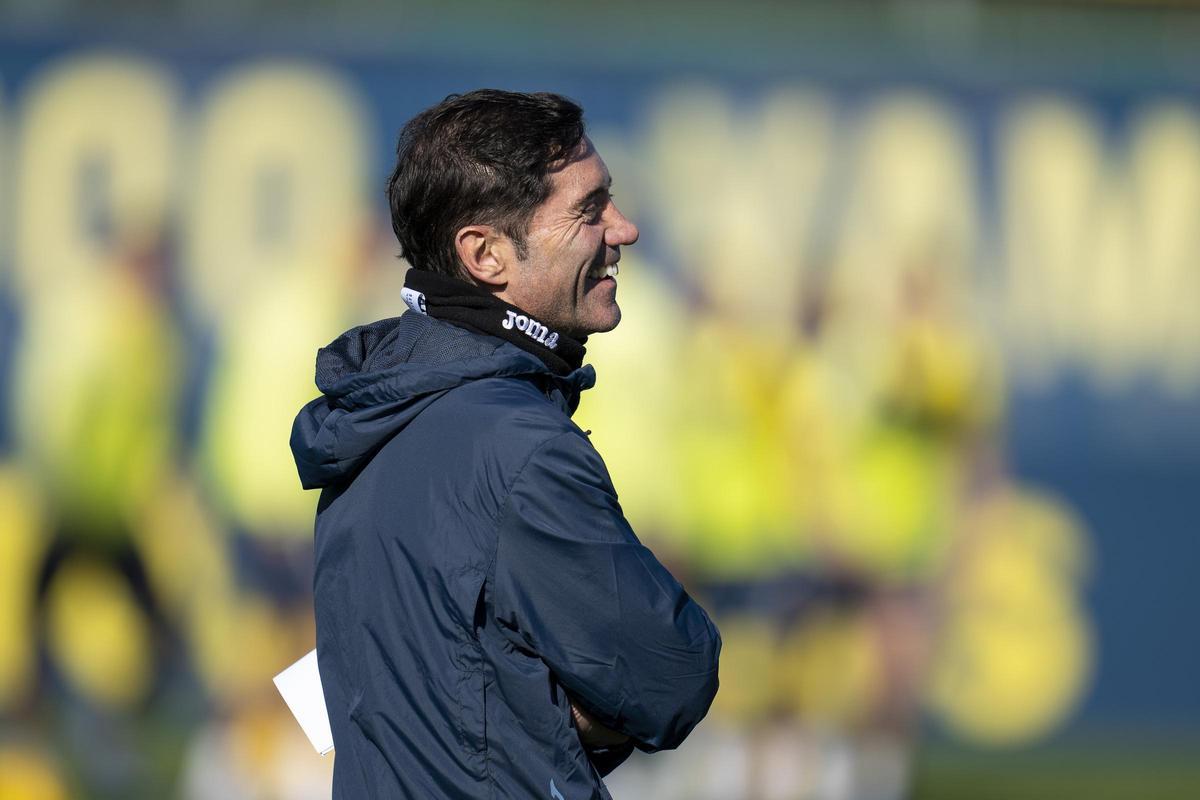 Marcelino en el entrenamiento previo a la Real Sociedad