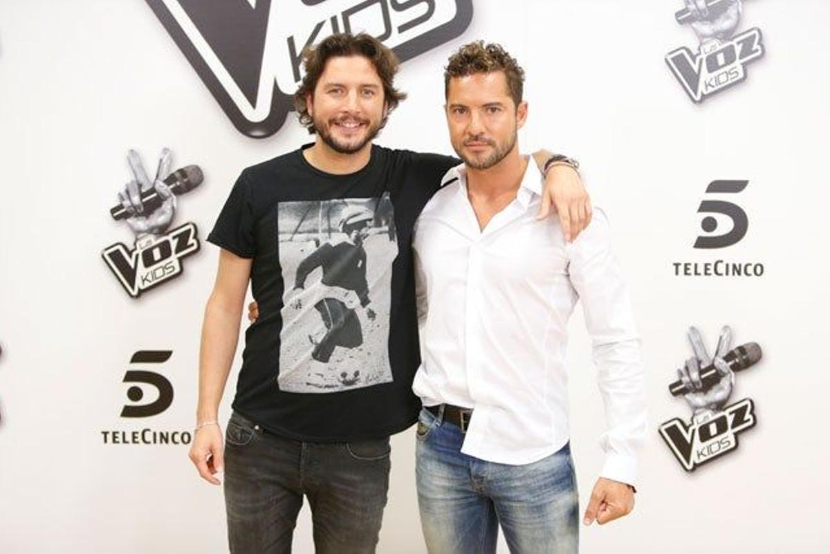 Manu Carrasco y David Bisbal en la presentación de la segunda temporada de 'La Voz Kids'