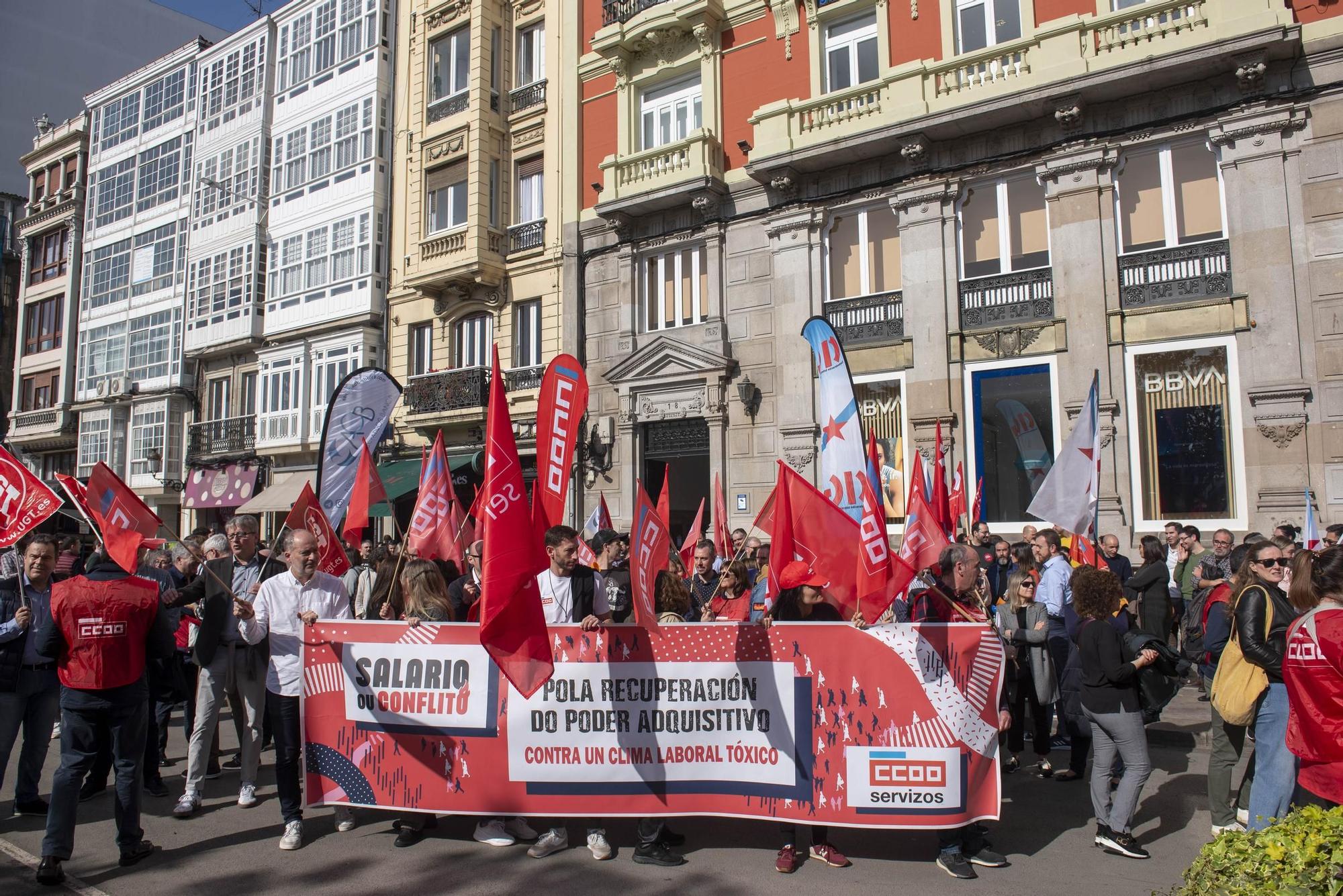 Manifestación de trabajadores del sector de la banca en A Coruña