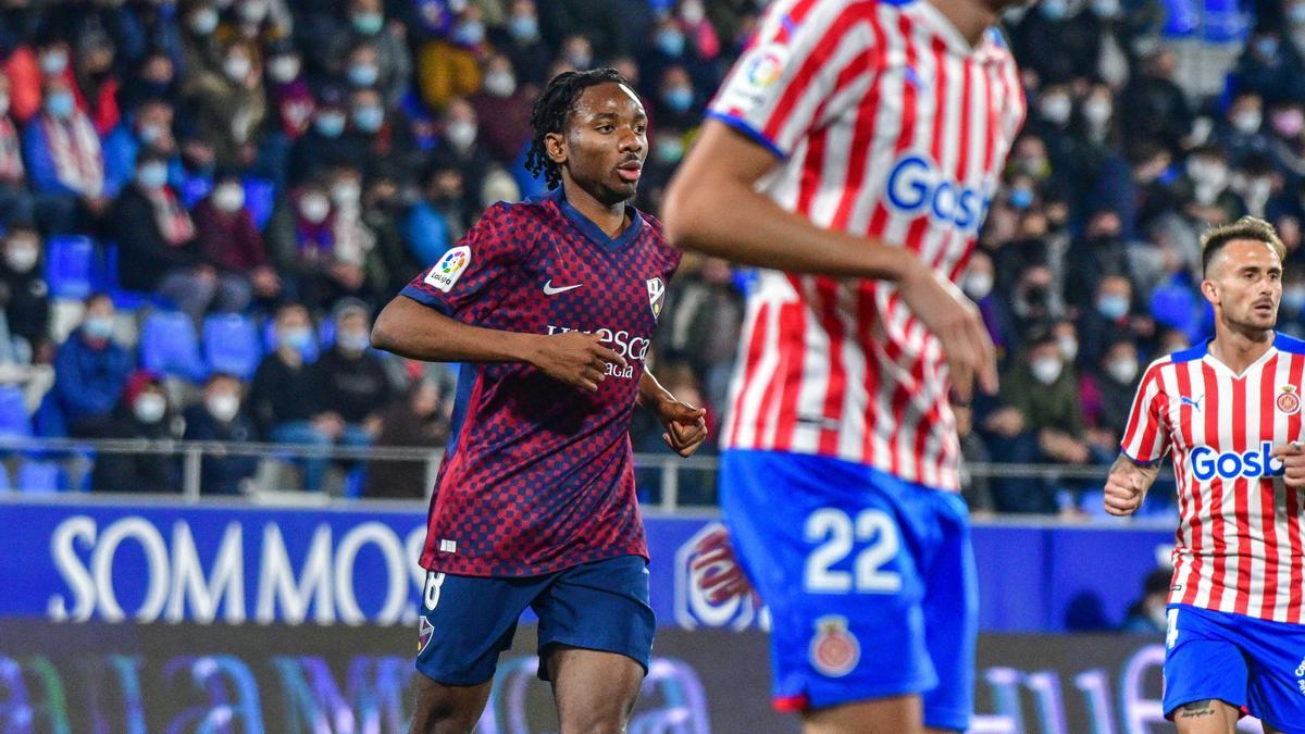 Nwakali, durante el partido ante el Girona.