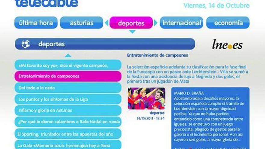La imagen de LA NUEVA ESPAÑA digital (lne.es) en Telecable.