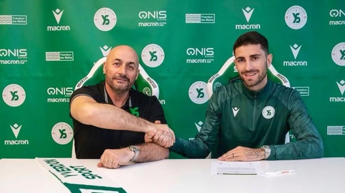 Cristiano Piccini en la presentación con su último equipo, el Yverdon Sport