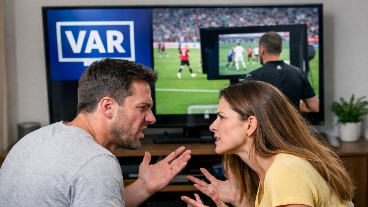 Pareja discutiendo por el VAR