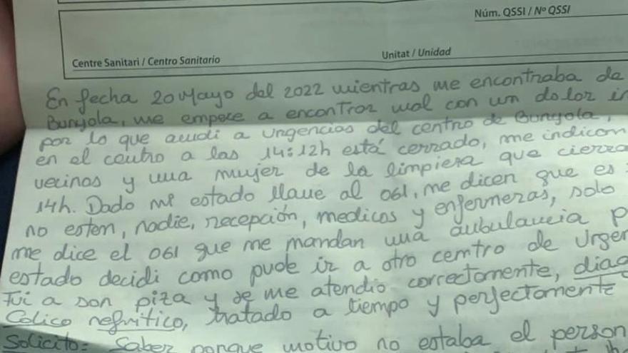 Un usuario afectado por el cierre anticipado de centros de salud: «Tuve que conducir hasta Palma con un cólico cerrando los ojos de dolor»