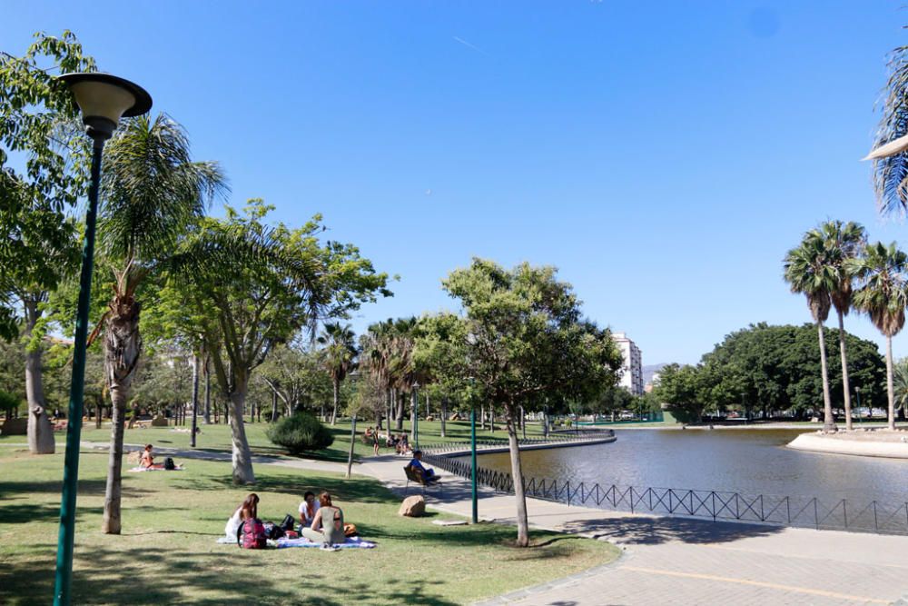 El PSOE critica que el fondo del lago grande del parque de Huelin lleva más de un año sin ser limpiado y el resto del parque está en mal estado.