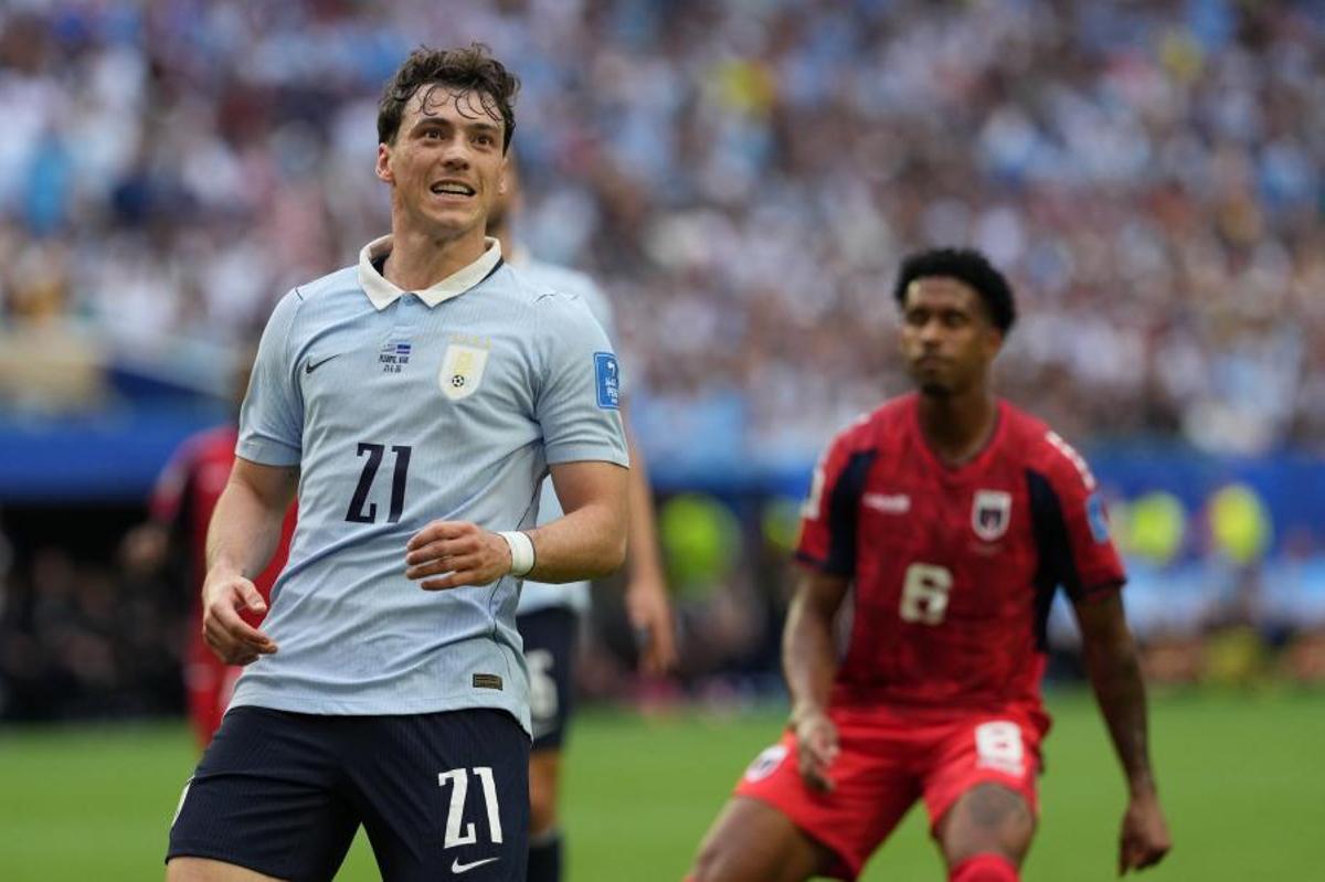 Fede Viñas, durante un partido con Uruguay de este Mundial