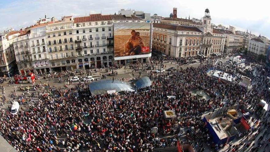 La marcha, a su llegada a la madrileña Puerta del Sol. // Reuters