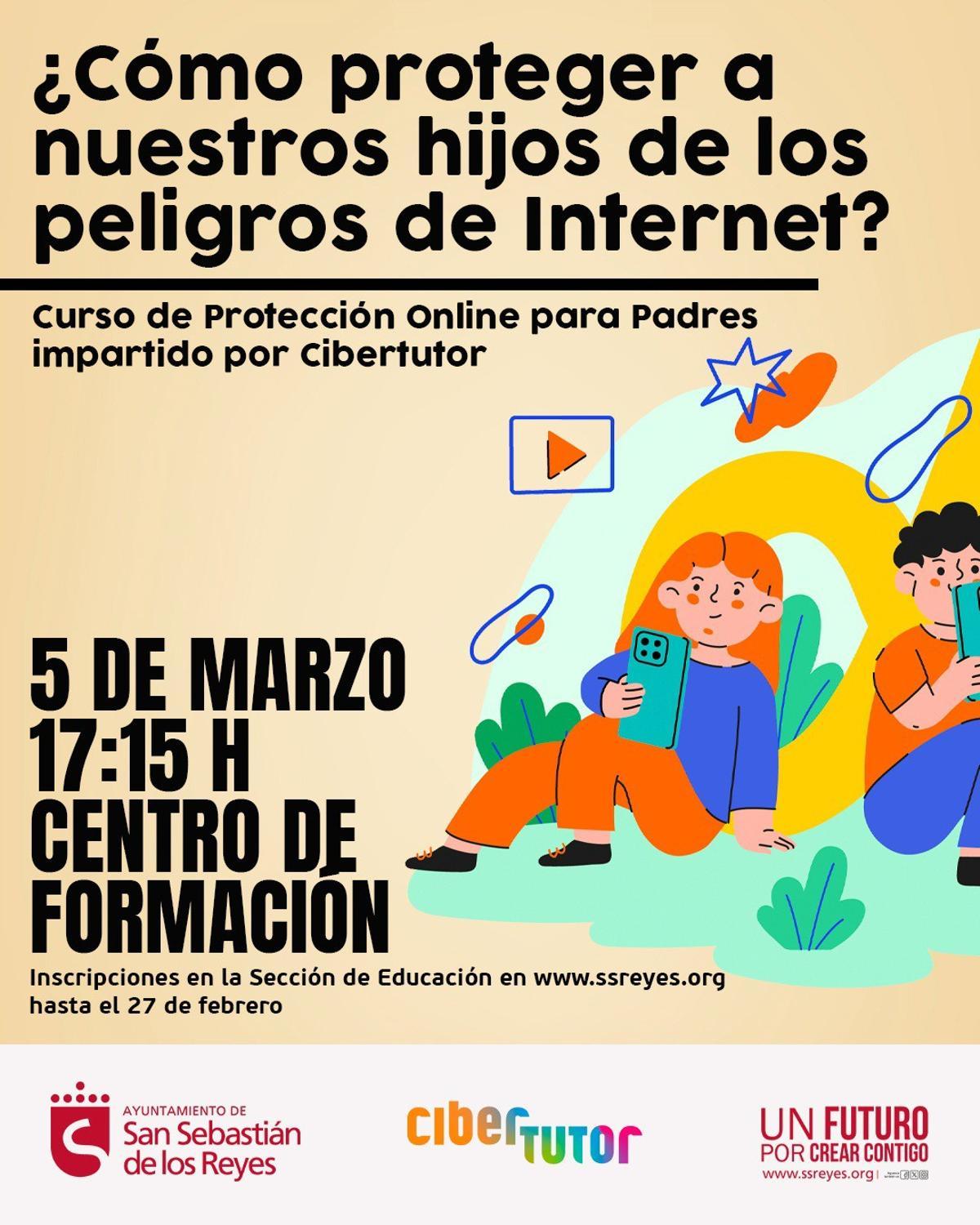 Cartel del curso ‘Cómo proteger a nuestros hijos de los peligros de Internet’.
