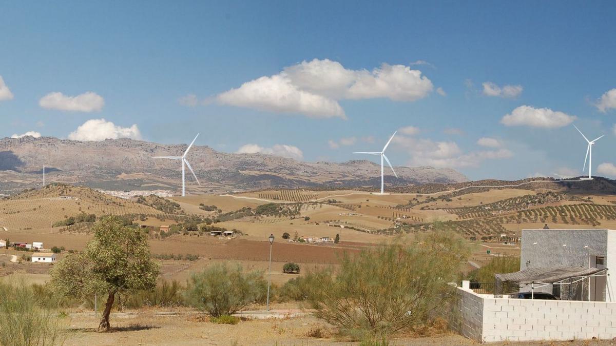Fotomontaje del impacto en el paisaje de los aerogeneradores en la zona