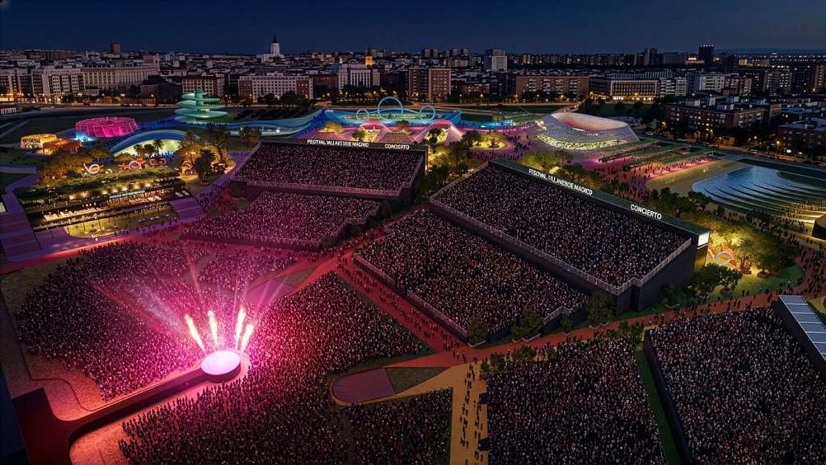 Simulación de cómo será el Estadio Shakira, que se construirá en el espacio Iberdrola Music.
