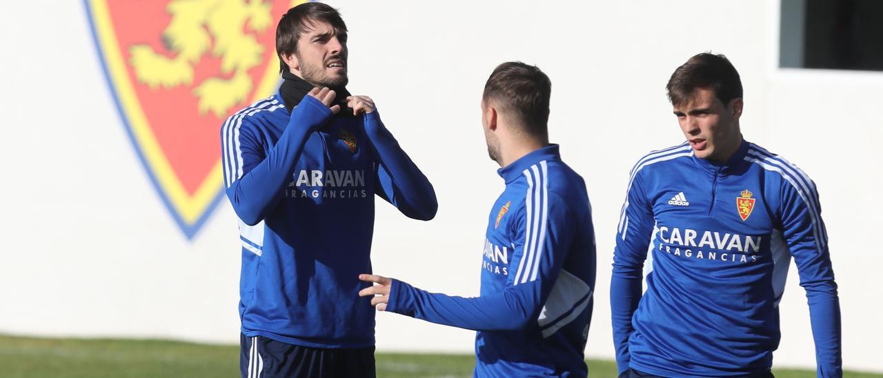 Eugeni, Vada y Francho, en el entrenamiento de este sábado.