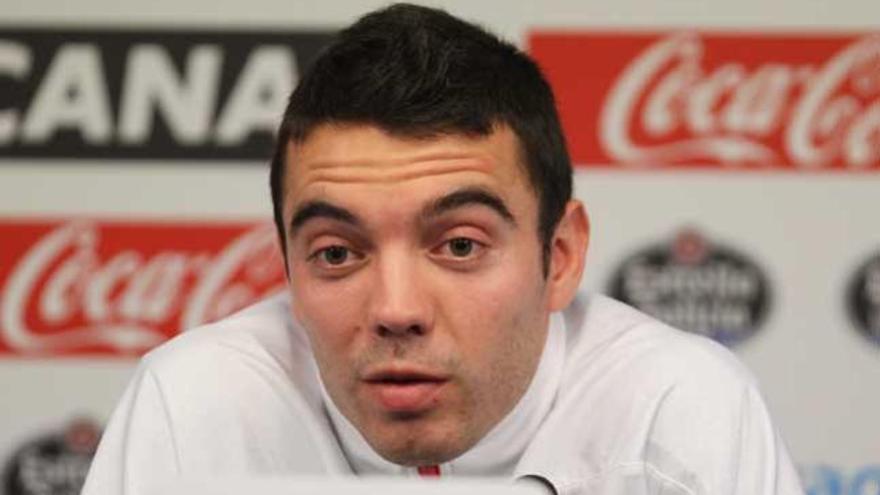 Iago Aspas, en rueda de prensa esta mañana.// R. Grobas