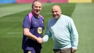 Hansi Flick y Manolo González se juntan en la previa del derby.