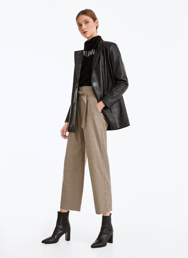 Pantalón culotte a cuadros de Uterqüe