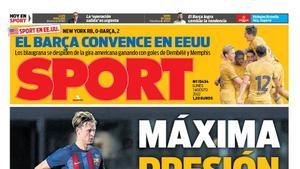 Esta es la portada de SPORT del 1 de agosto