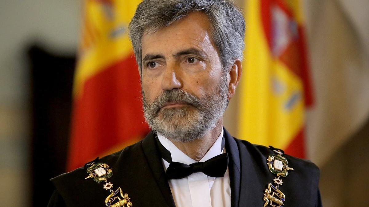 El presidente del Supremo, Carlos Lesmes, en un acto judicial.