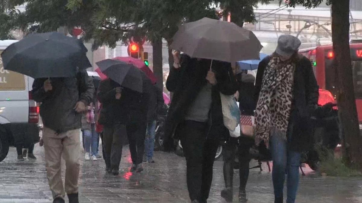 Lluvia en la ciudad de Barcelona.