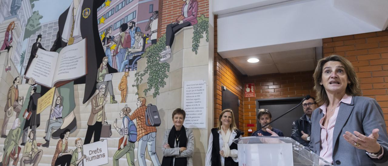 Teresa Ribera, esta mañana, en el acto celebrado en la Facultad de Derecho de la UV.