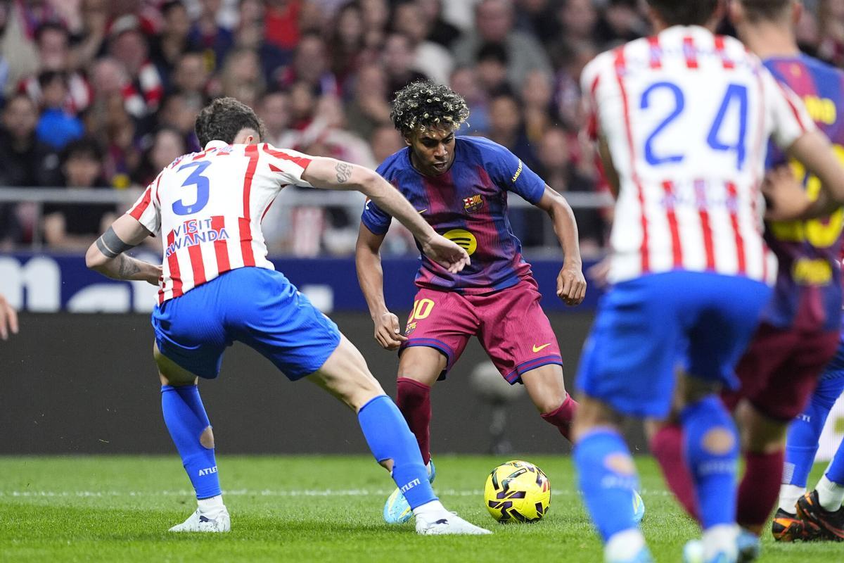 Lamine Yamal, durante el encuentro ante el Atlético de Madrid