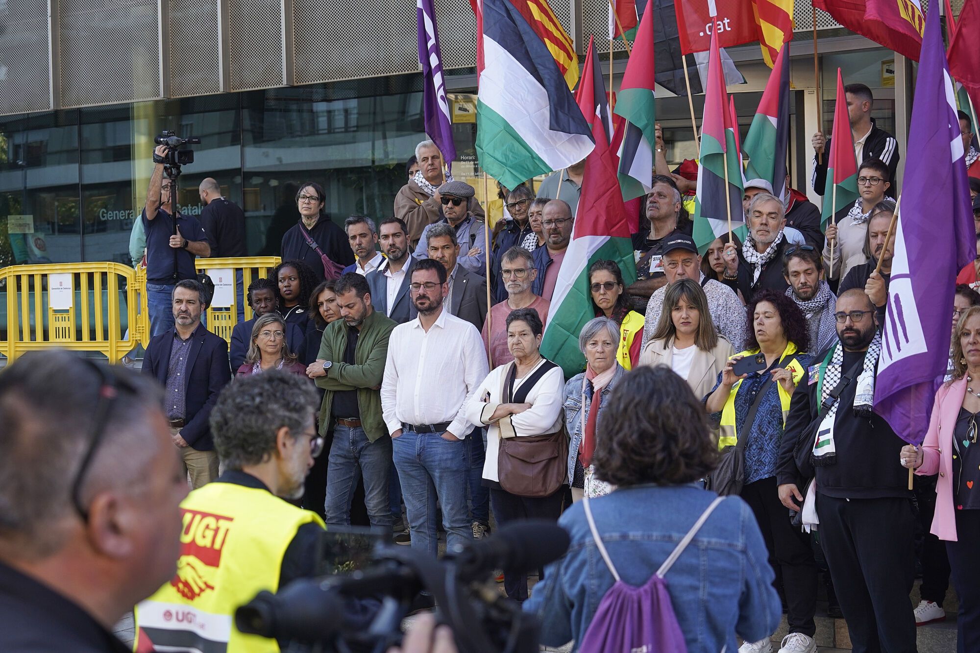 Girona concentració davant de la seu de la Generalitat de Girona vaga general en suport a Palestina