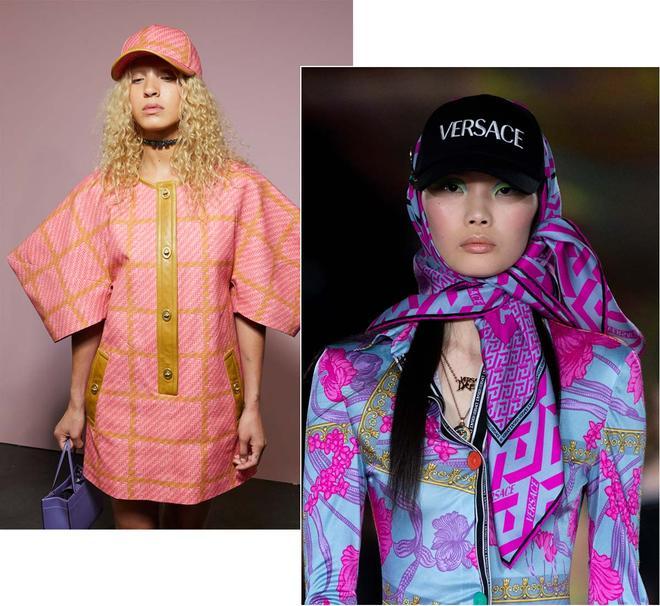 Gorras en las colecciones primavera/verano 2022 de Coach y Versace