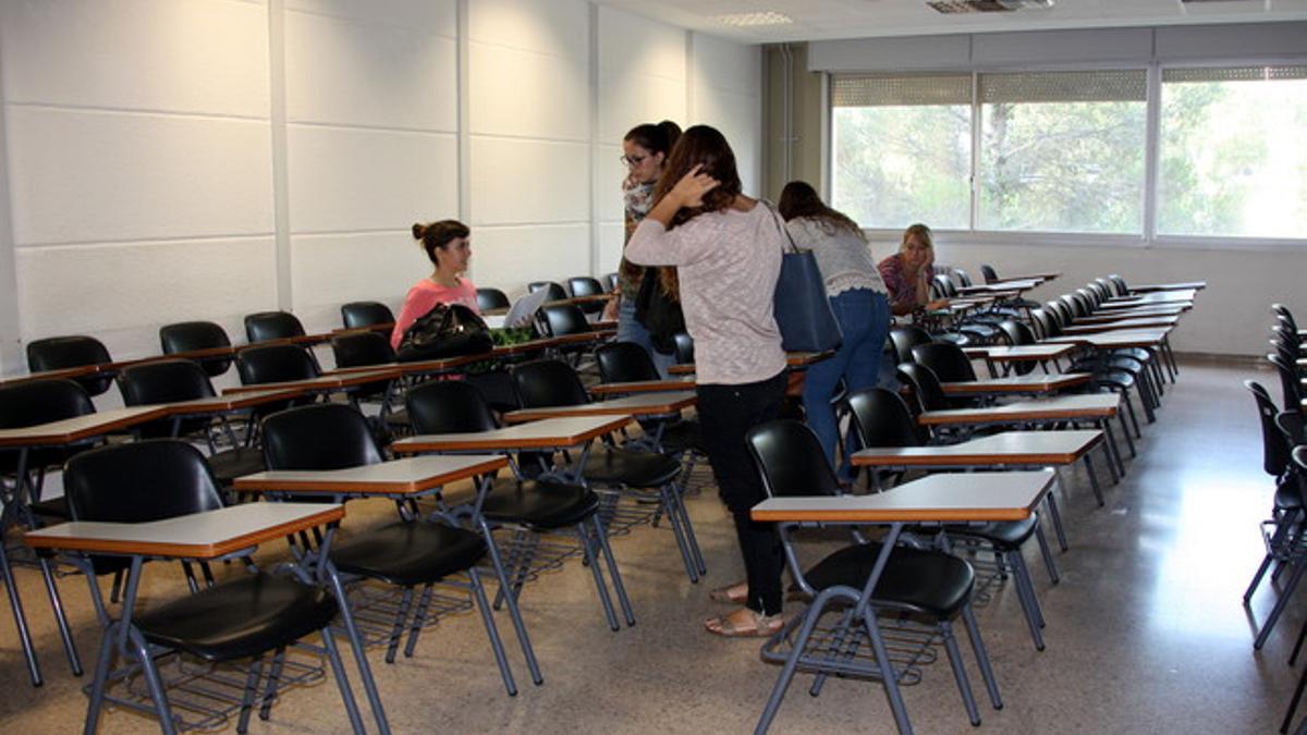 Un aula de la facultad de Ciencias Políticas de la UAB, este martes.