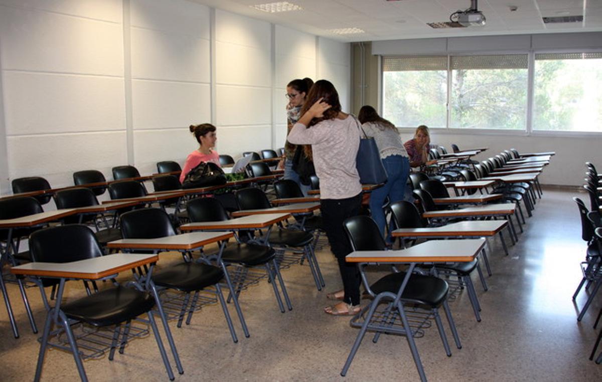 Un aula de la facultad de Ciencias Políticas de la UAB, este martes.