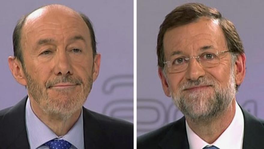 El debate dejó numerosos gestos de Rajoy y Rubalcaba