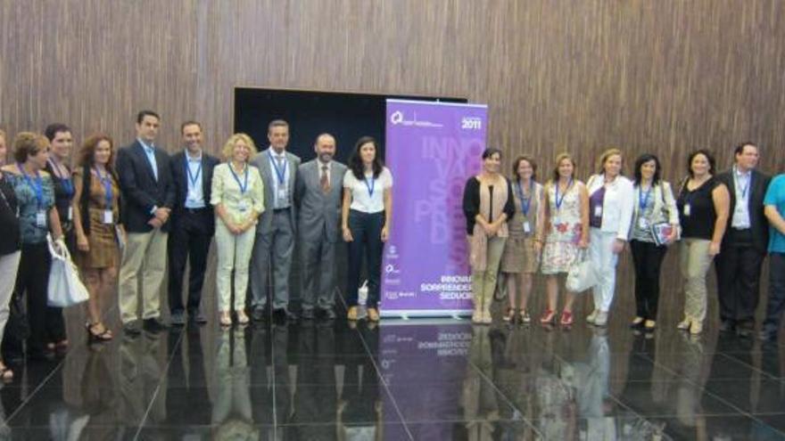 Los concejales de Comercio reunidos en el Auditorio de Alicante, ayer.