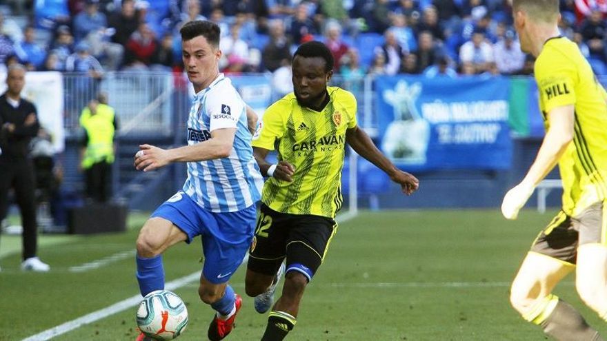 El internacional venezolano Juanpi Añor, durante el choque del pasado domingo en La Rosaleda.