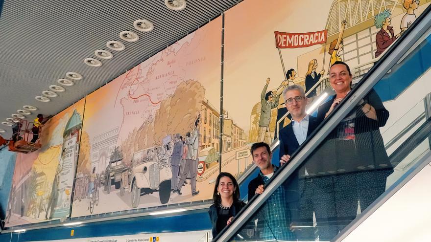 La Línea 10 de Metrovalencia incorpora un gran mural de Paco Roca, dedicado a Amado Granell