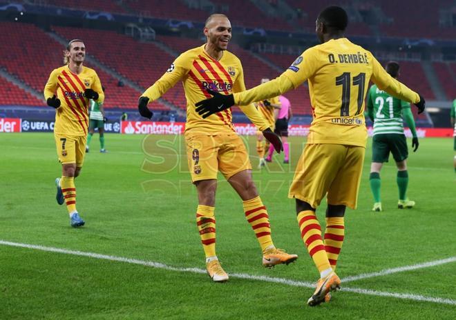 Imágenes del partido del FC barcelona ante el Ferencvaros, de Liga de Campeones que se disputa en el Puskás Aréna.