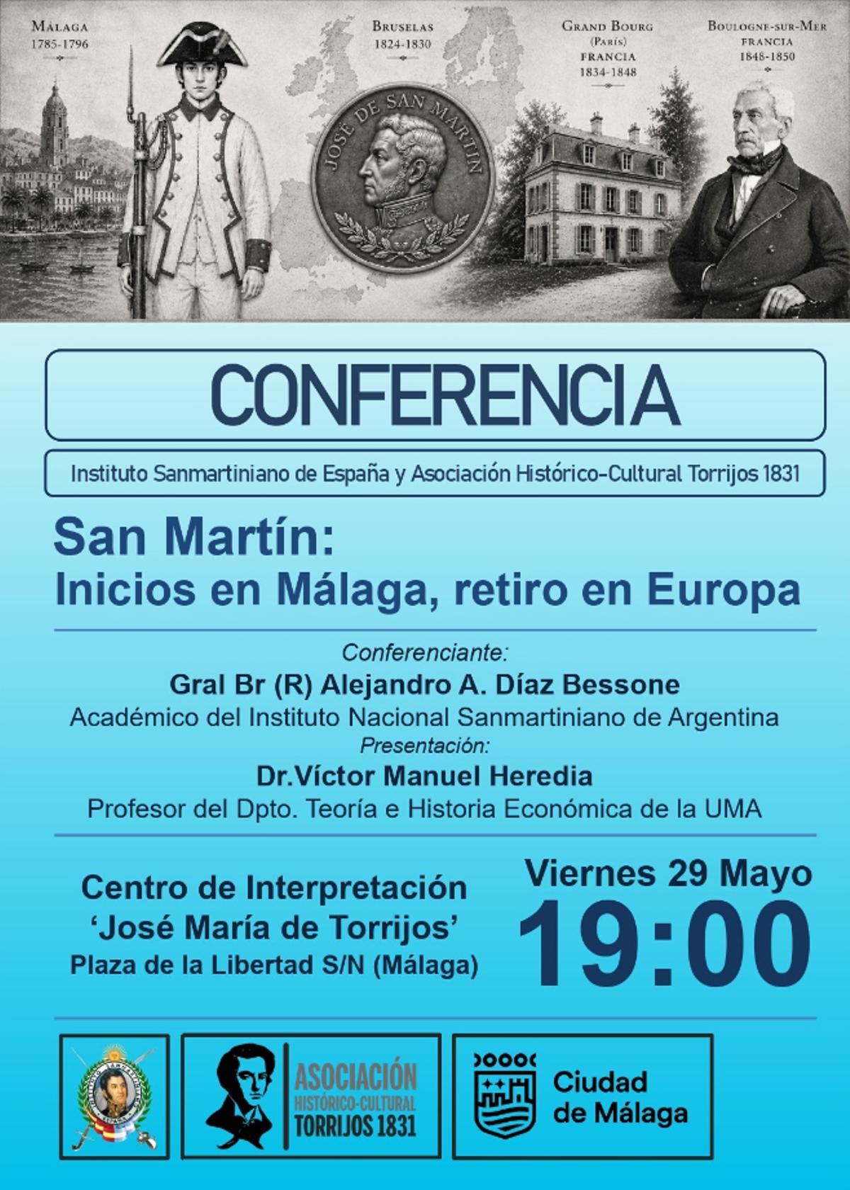 Cartel de la conferencia sobre el general José de Sanmartín.