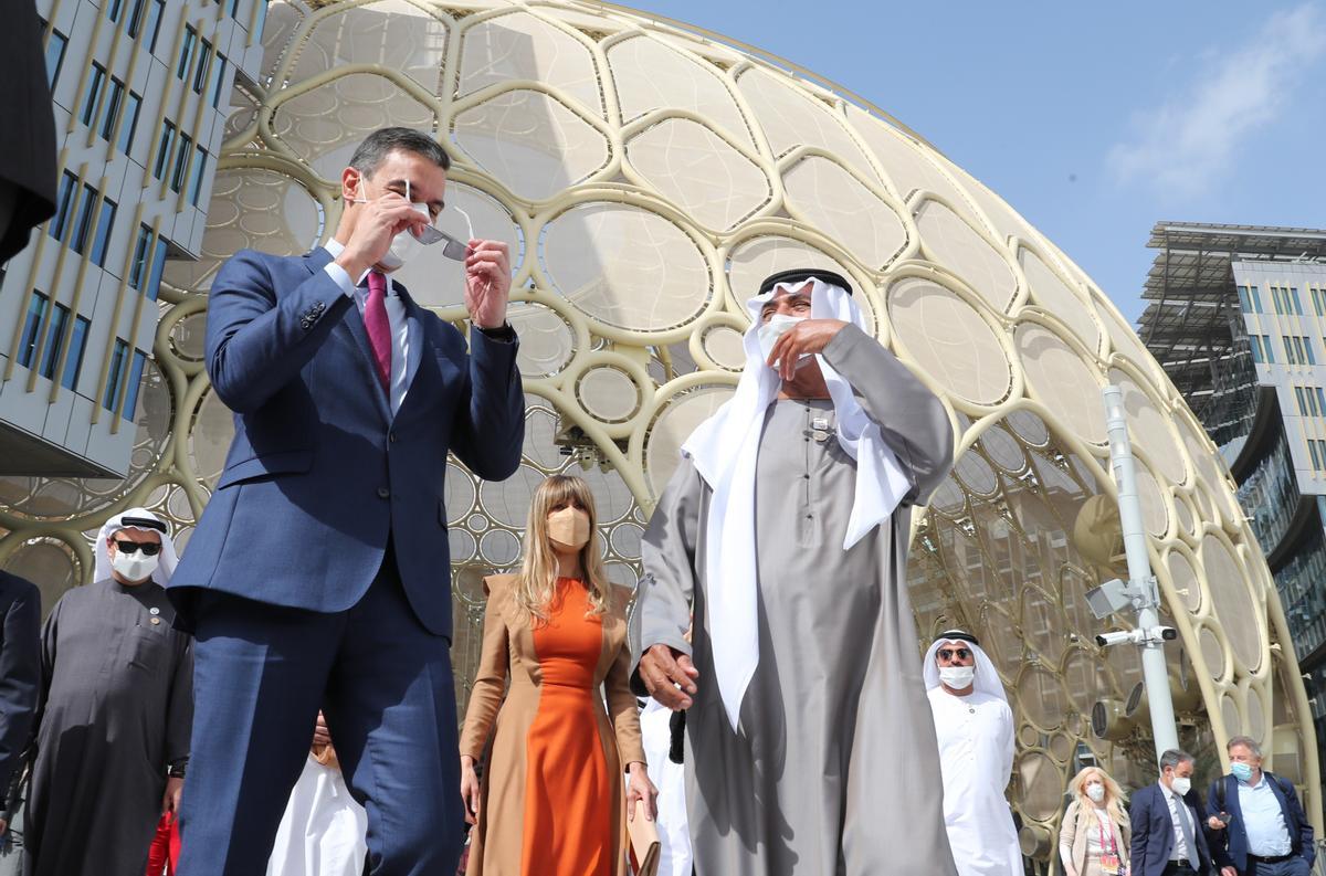 Pedro Sánchez, durante su visita a la inauguración del pabellón de España en la Expo de Dubai.