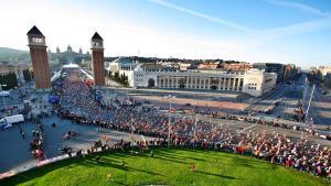 Inicio del Maratón de Barcelona en la plaza Espanya de Barcelona.