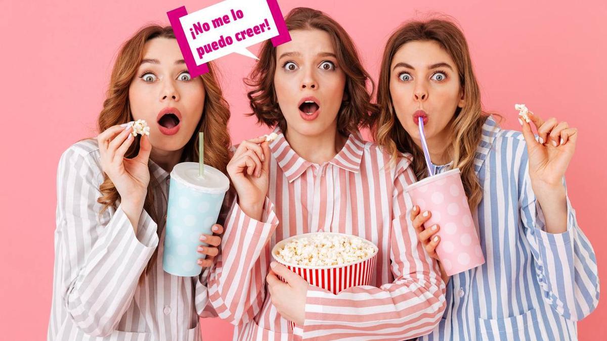 Chicas sorprendidas con bocadillo 'no me lo puedo creer'