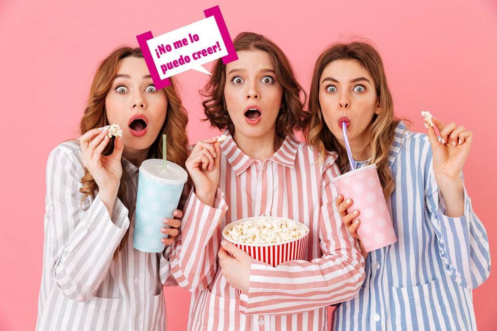 Chicas sorprendidas con bocadillo 'no me lo puedo creer'