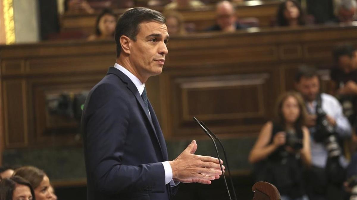 Pedro Sánchez, en la última jornada de la investidura.