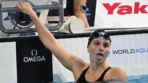 La canadiense Summer McIntosh tras la carrera de Budapest.